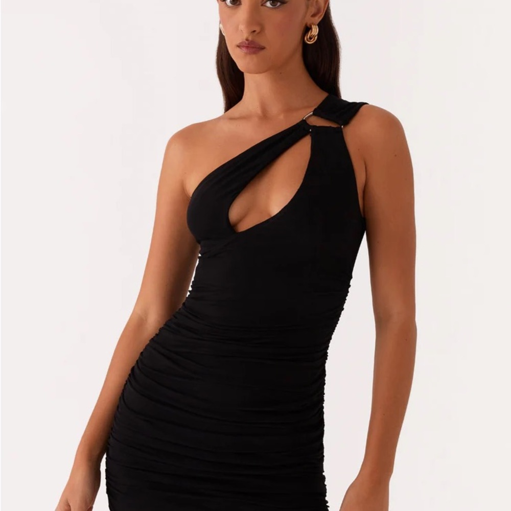 Peppermayo Black One-Shoulder Cutout Dress